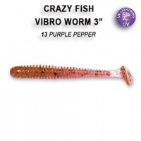 Vibro worm 3'' 11-75-13-1  Силиконовые приманки Crazy Fish