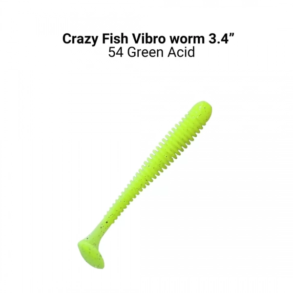 VIBRO W0RM 3,4'' 12-85-54-6-F плавающие Силиконовые приманки Crazy Fish