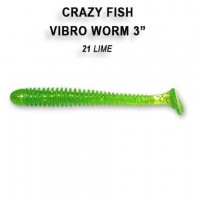 Vibro worm 3" 11-75-21-4  Силиконовые приманки Crazy Fish