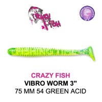 CRAZY FISH VIBRO WORM / 75 MM / COLOR: 54 GREEN ACID