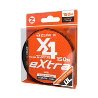 Плетеный шнур ZEMEX EXTRA X4 150 m, # 0.6 PE, d 0.128 mm, orange