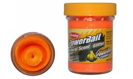 Форелевая Паста Berkley Powerbait Natural Scent Trout Bait Glitter Garlic Fluo Orang