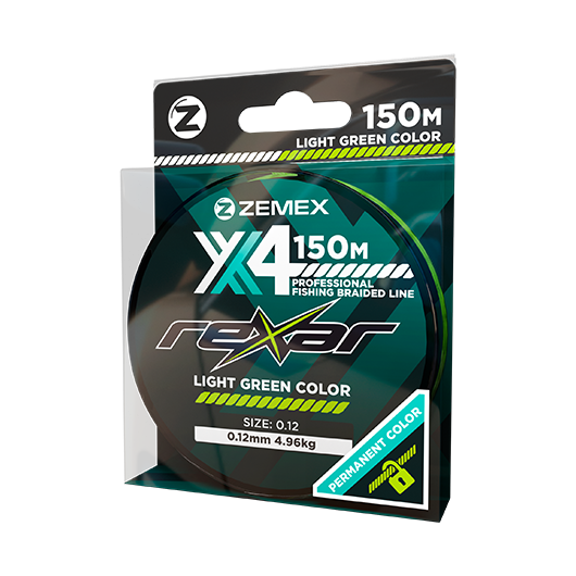 Плетеный шнур ZEMEX REXAR X4 150 m, d 0.12 mm, light green