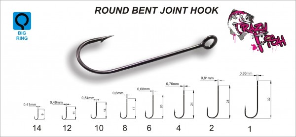 Одинарный крючок Crazy Fish Round Bent Joint Hook №14