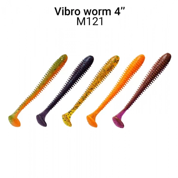 Vibro Worm 4'' 75-100-M121-6 Силиконовые приманки Crazy Fish