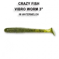 Vibro worm 3'' 11-75-16-6  Силиконовые приманки Crazy Fish