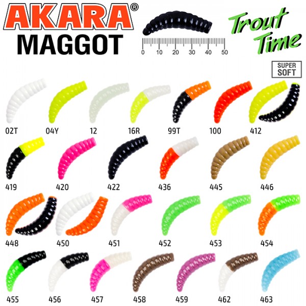 Силиконовая приманка Akara Trout Time MAGGOT 1,6 Shrimp 456 (10 шт.)