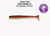 Vibro worm 3.4" 13-85-8d-4 Силиконовые приманки Crazy Fish