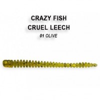 Crazy Fish Cruel Leech 55mm - 01 Olive