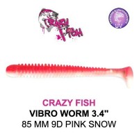Crazy Fish 3.4? Vibro Worm – 9D Pink/Snow (5pcs)