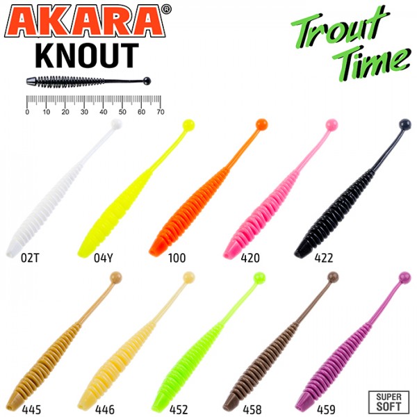 Силиконовая приманка Akara Trout Time KNOUT 2,5 Tu-Frutti 02T (10 шт.)